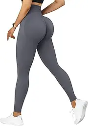 [RXRXCOCO] Cross Waist Seamless Gym Leggings for Women High Waist Boom Booty Running Trousers Push Up Scrunch Butt Figure-Hugging Sports Trousers Leggings