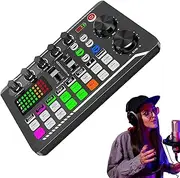 Live Sound Card, F998 Audio Mixer with DJ Mixer Effects, Music Production Equipment, Podcast Studio Setup for Mobile Phones, Tablets, Computers, Live Streaming & Music Making
