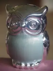 Green Enemal and Silver Plated Owl Money Box 11cms. New Never used.