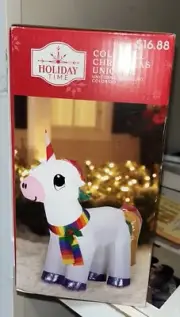 Holiday Time Christmas Unicorn Inflatable 3.5 Feet Yard Decor Lights Up Gemmy