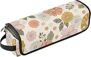 [sanluoli] 2 in 1 Hair Tools Organizer with Iron Mat Hair Tools Organizer Storage Bag Retro Boho Flower Women Essentials Storage