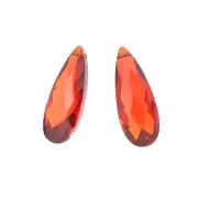 2 Cubic Zirconia Flat Briolette Pendant Earring Beads 7x18mm Orange Red #64404