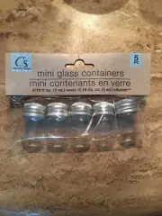 Mini 5 aluminum Lid Glass Vial Jars Containers craft Bottle 0.16 FL oz