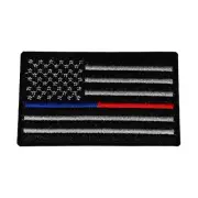 USA Black Thin Blue and Red Line Flag Patch Embroidered Iron-on Badge Applique