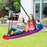 CostwayColorful Saucer Tree Swing Outdoor Round Platform Swing with Pillow for Kids