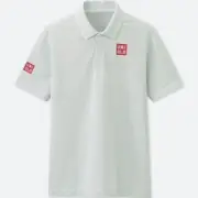 UNIQLO x Kei Nishikori 2017 French Open DRY-EX Polo Shirt S WHITE Stripe **NWT**