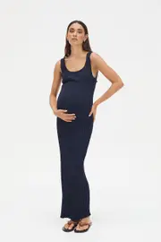 Scoop Neck Luxe Dress (Navy)