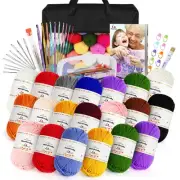 20pcs Acrylic Yarn for Crocheting Crotcheting Set for Beginners Crochet Kit with