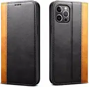 Case Compatible with iPhone 7 / iPhone 8 / iPhone SE 2020 / iPhone SE3 2022,Premium Leather Folio Flip Wallet Cover Magnetic Closure Book Design with Kickstand and Card Slots,Black Khaki