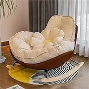 OWELLK Patio Outdoor Rocking Chair Modern Lounge Chair Padded Cushion Rocker Recliner Chair Outdoor for Front Porch, Living Room, Patio, Garden, Yard(Brown)
