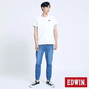 【EDWIN】男女裝 503 輕柔舒適 五袋式束口牛仔褲(石洗藍)