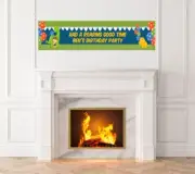 Dinosaur and Caveman - Birthday Party Printed Banner - Indoor Outdoor Banner
