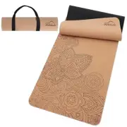 Body Yoga Cork Mat - 72 x 24in Cork Exercise Mat with Rubber Padding and