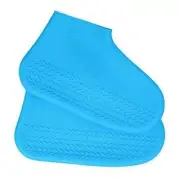 Blue Silicone Overshoes Rain Waterproof Shoe Cover Boot Protector Lightweight L