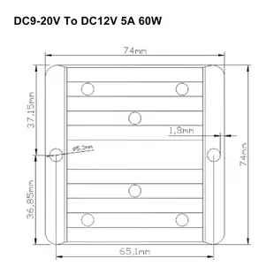 DC 9V-20V 轉換器轉 DC 12V 5A 升壓降壓電源模塊穩壓器