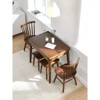 在飛比找蝦皮商城精選優惠-實木折疊歺餐桌椅北歐日式小戶型可伸縮胡桃色新中式家用吃飯桌子