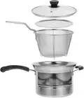 1 Set Stainless Steel Fryer Deep Fryer Pot Small Fryer with Strainer Frying P...