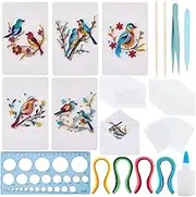 WEBEEDY 20 Sets DIY Bird Flower Quilling Greeting Card Kit Paper Quilling Kit for Adults Beginners 5 Styles Bird Love Quilling Greeting Card Making Kit with Instruction Valentine's Day Wedding Gift