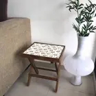 Wood Flower Buds Folding Side Bedside Coffee Outdoor Table Furniture Decor