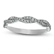 0.25 CT. T.W. Natural Diamond Twist Stackable Band in Solid 14K White Gold