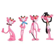 Jtgg 4pcs/lot Action & Toy Figures Pink Panther Cute Doll Micro Landscape Decoration Naughty Leopard Model For Child Gift