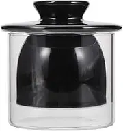 French Butter Crock, Round Ceramic Butter Dish with Lid - Sealed Storage Container for Butter, Bacon Grease, Cheese - Ceramic Kitchen Butter Crock( Color :Black