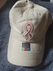 Breast Cancer Awareness Unisex Pink Ribbon Baseball Worn/torn Look Cap Hat NWT