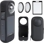 PellKing Camera Protective Accessories Kit for Insta360 X3, Inst 360 X3 Bundle Include Lens Guard/Silicone Protective Cover/Screen Protectors/Camera Case