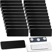 Geelin 50 Pack Magnetic Name Tags Blank Name Badge Holder Plastic ID Tag Backing 1 x 3 Inches with 3 Pcs Magnets for Police Office Employee Custom(Black)