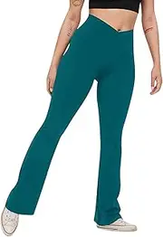 [Generic] High Waist Mini Flared Leggings for Women Wide Leg Tummy Control Casual Flare Yoga Pants for Yoga Workout Gym Running