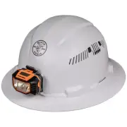 Klein Tools 60407 Hard Hat, Vented, Full Brim with Headlamp, White