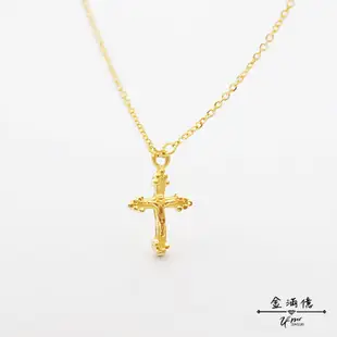 黃金小套鍊【mini十字架】十字架造型的女生金項鍊 鎖骨鍊 女生黃金項鍊 9999純金金飾