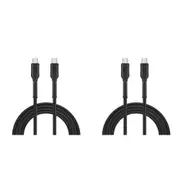 2x Bonelk Long-Life Easy Grip 2m Male USB-C Cable 100W Charging Data Cord Black