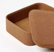 NWT Threshold Studio McGee Faux Leather Shagreen Box w/Lid Wipe Clean 8"x6"x2.5"