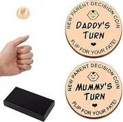Funny Decision Coin for New Parents，Gifts for Mum Dad，Newborn Baby Gifts，Flip Coin Decision，Mother's Day, Baby Shower Gift，Birthday, Anniversary (Gold)
