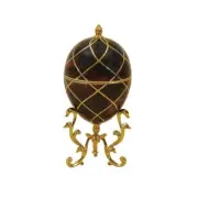 Maitland Smith Red Egg Box- Tall Dyed Red Penshell w/ Brass Accents Home Decor
