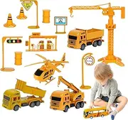 Construction Toys Vehicle Toy Set,Die-Cast Construction Truck Engineering Pull Back Construction Toy | Transport Truck Toy Excavator Crane Vehicle Playset for Boys