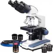 AmScope 40-2000X Binocular Compound Microscope 3D Stage+1 MP Digital Camera LED