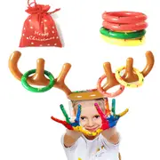 7Pcs Inflatable Antler Reindeer Hat Christmas Party Game Ring Moose Toss Holiday