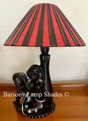 PLASTIC RIBBON SMALL "COOLIE" RED & BLACK LAMPSHADE for your BARSONY LADY LAMP