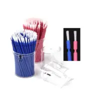 100Pcs/Bag Dental Micro Applicator Brush Bendable Long Shank Tips Pink/Blue