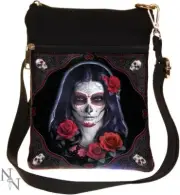 Nemesis Now B2348F6 Sugar Skull James Ryman Shoulder Bag 23cm Black, PU and Canv