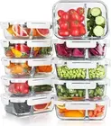 10 Packs 30oz Glass Meal Prep Containers 2 Compartments,Glass Food Storage Co...
