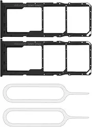 SING F LTD 2PCS Dual SIM Card Slot Tray Holder Micro SD Card Holder Replacement with SIM Pin Compatible with Samsung Galaxy A21s 2020 Black