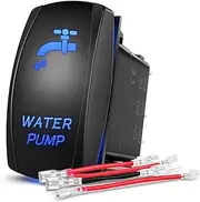Nilight Water Pump Rocker Switch 5 Pin Laser On Off SPST switches 20A/12V 10A/24V Blue Freshwater Tank Toggle for Car Boat Marine Pontoon RV Camper Travel Trailer