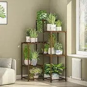 [Bamworld] Plant Stand Indoor Plant Shelf Outdoor Corner Wood Plant Table 7 Pots Flower Stands for Living Room Plant Rack Indoor Multiple Plants for Patio Balcony Garden Decor