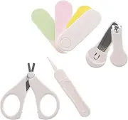 Vaguelly 1 Set Newborn Grooming Kit Nail Care Set with Clipper Scissor Nail File and Tweezer Ergonomic Design for Easy Use for Delicate Skin