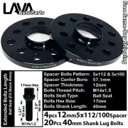 4PC 12MM THICK 5X112 & 5x100 57.1MM C.B WHEEL SPACER +14x1.5 BOLT FIT AUDI MODEL (for: Audi)
