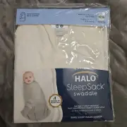 HALO Sleep Sack Swaddle 3-Way Newborn NB 0 To 3 Months 100% Cotton Cream