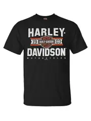 Varsity B&amp;S Short Sleeve Crew-Neck T-Shirt - Black Harley Davidson-ooo92 L